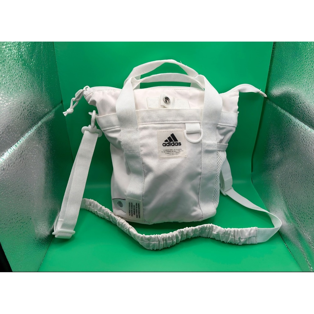 Adidas Originals White Crossbody Tote Bag Ruched Strap Recycled H64825
